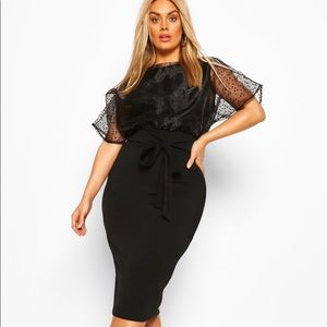Boohoo Plus Heart Organza Blouson Midi Dress